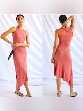 Bordeaux Asymmetrical Seamed Midi Dress Size Small - C37-006